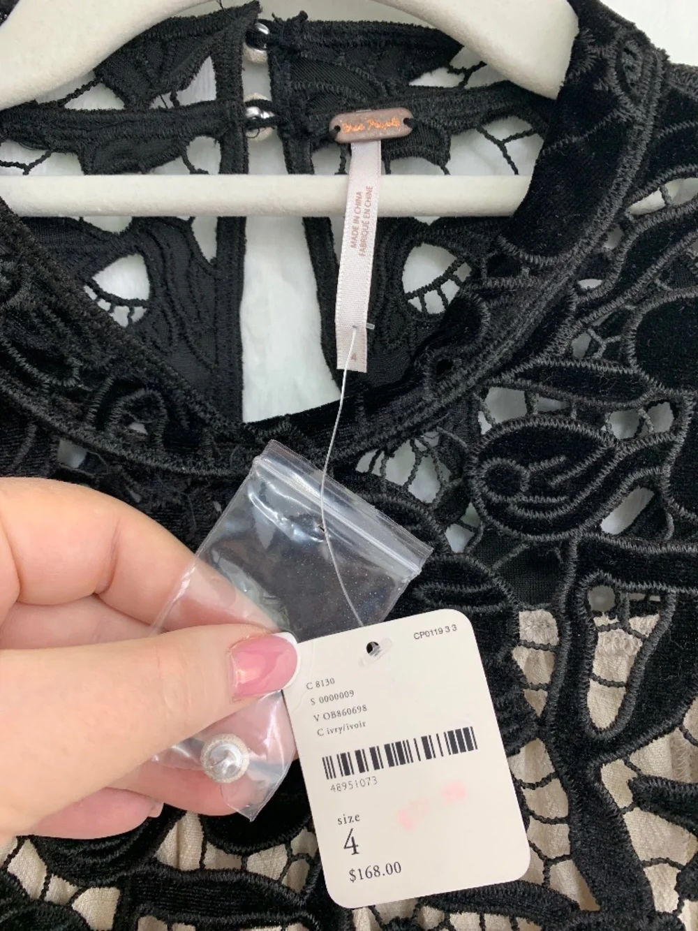 Free People Velvet Lace Cropped Swing Top Sz 4